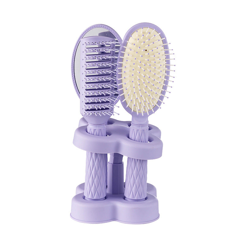 Air Cushion Hair Brush Set With Mirror Stand