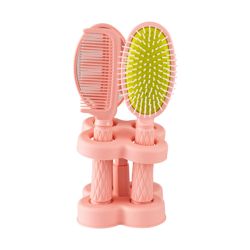 Air Cushion Hair Brush Set With Mirror Stand